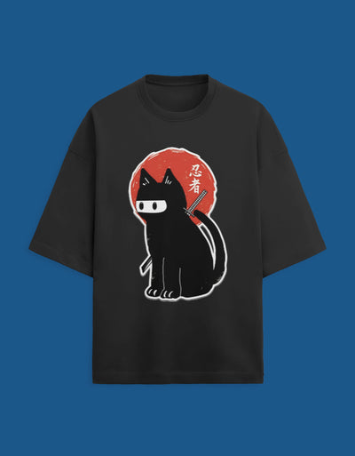 Ninja Cat - Custom Unisex Terry Oversized T-shirt
